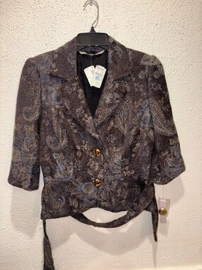 Twelfth Street by Cynthia Vincent Brown and Blue Paisley Short Blazer